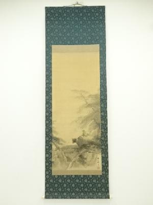 鈴木松年筆　牧童図　肉筆絹本掛軸（共箱）